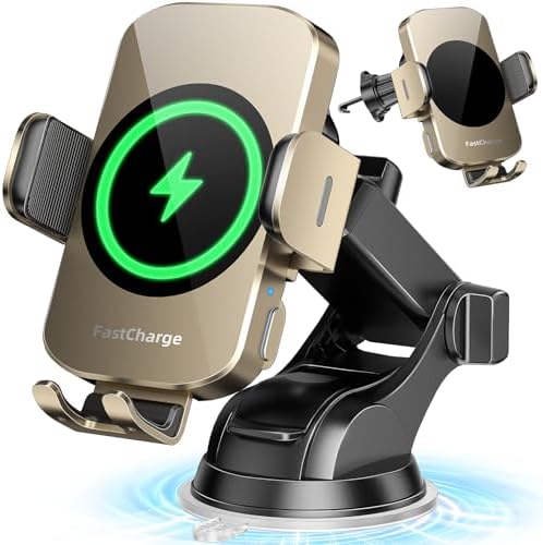 Smart Wireless Car Charger & Auto-Clamping Phone Holder – Fast Charging 3-in-1 Mount for i Phone 11-16 & Samsung Galaxy S23-S9+ – Enhanced Compatibility, Hands-Free Navigation, and Adjustable Viewing Angles for Optimal Convenience