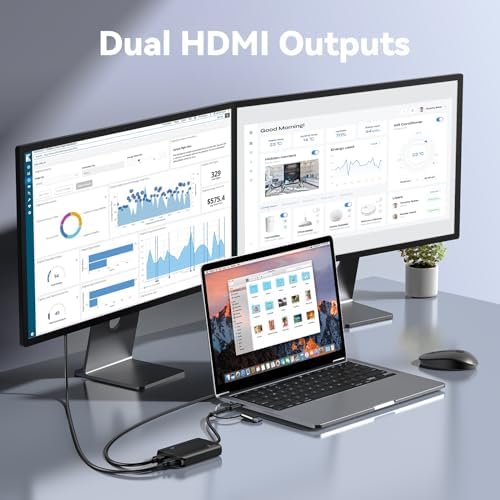 Revolutionize Your Workspace with the Ultimate 13-in-1 USB C Docking Station – Dual Monitor Multiport Adapter for Seamless Triple Display, Featuring 2 HDMI, Display Port, 8 USB Ports, Gigabit Ethernet, and Audio Output – Perfect for Mac Book, Dell, HP, Lenovo Think Pad, and Surface – Unmatched Performance and Connectivity for Enhanced Productivity