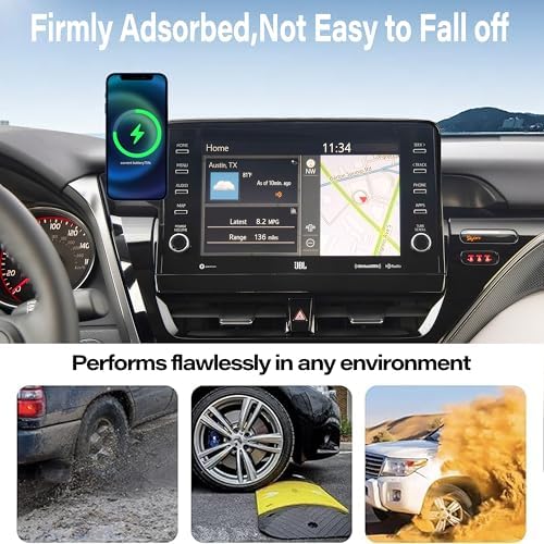 Car Phone Holder for Toyota Camry 2021 2022 2023 2024 Accessories Apply to 9 Inch Touch Screen 15W Fast Wireless Charger Screen Fixed Clip Cell Phone Mount Hands-Free 360 Degree Rotation – Enhanced Compatibility and Speed