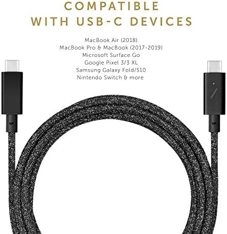 Native Union Type-C Belt Cable Pro – 8 ft Durable USB-C to USB-C Charging Cable with Leather Strap for i Phone 16, Mac Book Pro M2 – 240 W Fast Charge & Data Transfer Solution, Enhanced Resilience for Home & Office Use