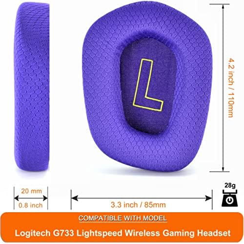 Upgrade Your Logitech G733 Gaming Headset with Defean Replacement Ear Cushions – Comfort-Enhanced Noise Isolation Foam & Breathable Mesh Fabric, Gray Earpads for Superior Audio Experience and Long-lasting Durability