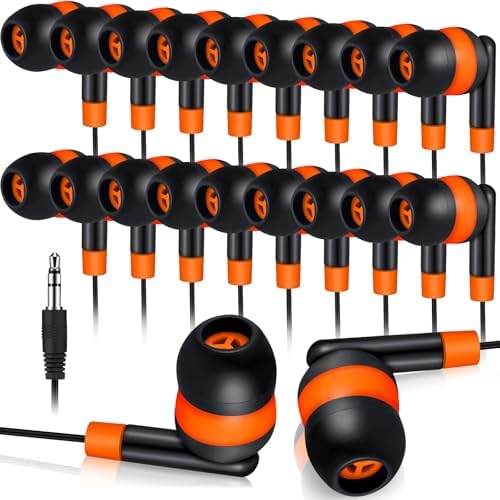 Kanayu 100-Pack Classroom Wired Earbuds – High-Quality Red Headphones with 3.5 mm Jack for Enhanced Learning Experiences, Individually Packaged for Hygiene and Easy Distribution, Ideal for Focused Listening in Libraries and Classrooms, Distraction-Free Design Without Microphone