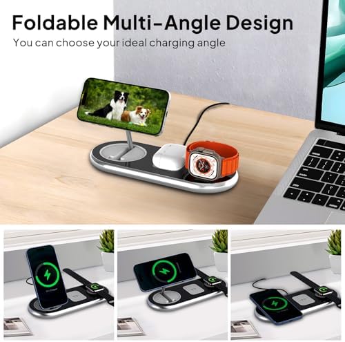 Revolutionary 3-in-1 Magnetic Charging Hub for Apple Devices – Wireless Charger for i Phone 15/14/13/12, Air Pods Pro & All Apple Watches (Sleek Black Design) – Fast, Efficient Power Solution with Space-Saving Design for Ultimate Convenience