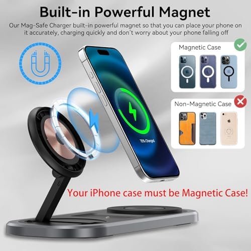 Ultimate 3-in-1 Wireless Charging Station for Apple Devices – Foldable & Portable Charger for i Phone 16/15/14/13/12 Series, Apple Watch Ultra/SE/6/5/4/3/2/1, and Air Pods Pro/2/3/4 – Fast, Efficient, and Travel-Friendly Design for Seamless Power Solutions