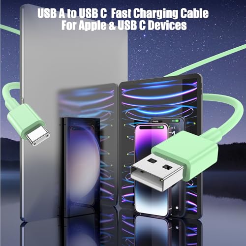 6 FT USB A to USB C Carplay Charging Cable – 3-Pack for i Phone 15/16, i Pad Pro/Air/Mini, Samsung Galaxy S25/S24/S23, and Mac Book – Fast Charging & High-Speed Data Transfer for Enhanced Compatibility on the Go