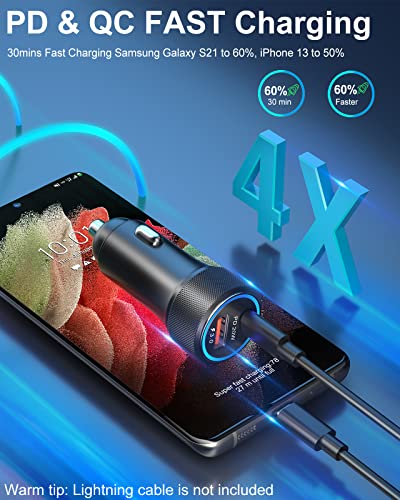 Dual USB-C Fast Car Charger 36 W 2-Pack with PD3.0 & QC3.0 – Includes 6 FT C-C Cables for Galaxy S24/S23/S22/S21, Pixel 6 & i Phone 11 Pro Max to 16 – Ultimate Compatibility & Speed for On-the-Go Charging Solutions