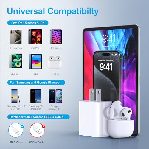 40 W Dual USB-C Fast Charger & 10 ft Cable – The Ultimate High-Speed Charging Solution for i Phone 16/15 and i Pad Pro/Air/Mini – Effortless Compatibility for Modern Tech Users