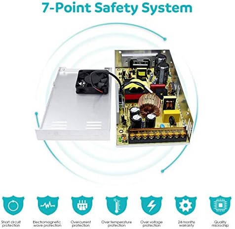 Aclorol 5 V 70 A Universal Power Supply – 350 W High-Efficiency AC to DC Transformer for LED Strips, CCTV Cameras, and Security Systems – Versatile Power Adapter with Rapid Switching Technology and Enhanced Compatibility for Optimal Device Performance