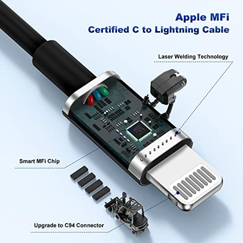 Dual-Port 45 W USB C Car Charger Adapter for Apple Devices – MFi Certified Fast Charger with 3 ft Lightning Cable (Pack of 2) – Rapid Charging for i Phone 14/13/12/11 Pro Max, i Pad, and Air Pods – Durable & Portable Power Solution for On-the-Go Lifestyle