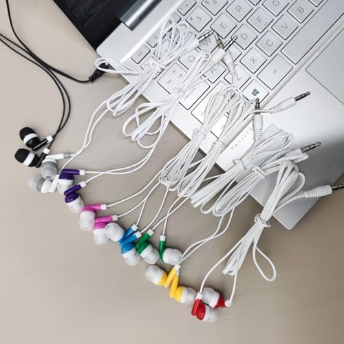 Vibrant 60-Pack Earbuds for Kids – Colorful Classroom Headphones in 6 Playful Shades for School, Travel & Home Learning – Lightweight, Durable Design with Superior Sound Quality for Tablets, Laptops & Smartphones – Foster Engagement and Fun in Educational Settings