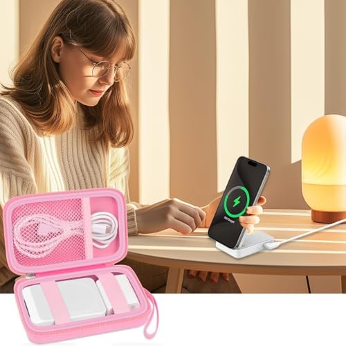 Stylish Pink Case for Anker Mag Go 3-in-1 & Mag Go UFO Charging Station – Premium Organizer for Wireless Chargers, Enhanced Compatibility with Mag Safe Duo, Portable Foldable Design for Travel, Secure Storage Solution for Augnner, Iseyyox, LISEN, RTOPS – Elevate Your Charging Experience with Durable Protection and Effortless Access