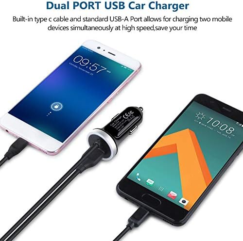 High-Performance Dual Port Car Charger for Samsung Galaxy S-Series & Note Models – 3.4 A USB C Adapter with Integrated 3 ft Fast Charging Cable for Seamless On-the-Go Power – Optimal Compatibility for Fast Charging Enthusiasts