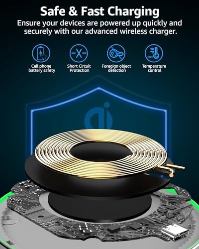 TOZO 2025 Enhanced 15 W Max Fast Wireless Charging Pad – Sleek Gray Charger for i Phone 16/15/14/13/12 Series & Samsung Galaxy S24/S23/S22 – Anti-Slip Design for Secure Charging – Lightweight & Portable Qi-Compatible Accessory for Effortless Power Delivery