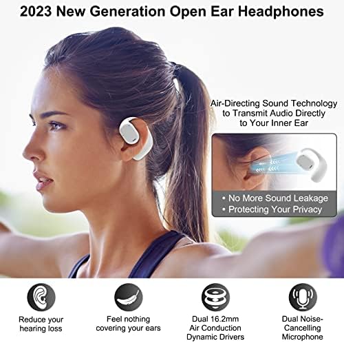 Experience Boundless Freedom with VG333 Open-Ear Bluetooth Headphones: Ultra-Thin Silicone Ear Hooks for Ultimate Comfort, 70-Hour Playtime, and Immersive Bass – Ideal for Active Lifestyles with Touch Control and Next-Gen Bluetooth 5.3 Connectivity