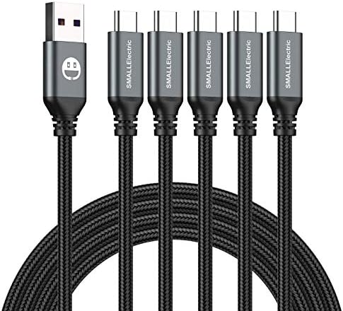 High-Speed USB Type-C Charging Cable 5 Pack – 3 A Quick Charger Cord for Samsung Galaxy S10, S9, S8 Plus & LG V50, V40, G8, G7 – Durable Braided 3 ft Cables in Sleek Silver Finish for Enhanced Performance and Flexibility