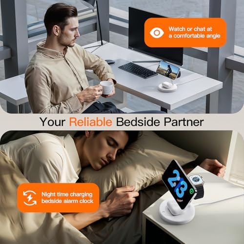 2025 US Edition 3-in-1 Wireless Charging Station for Apple: High-Speed 15 W Mag-Safe Charger Dock for i Phone 16/15/14/13/12, Air Pods, and Apple Watch – Superior Compatibility and Fast Charging Solution