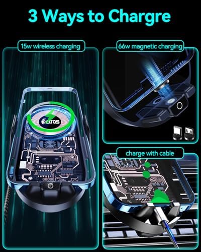 Innovative Qi Wireless Car Charger Mount with Auto Clamping – Effortless One-Hand Operation and 360° Rotation for Optimal Viewing – Essential Air Vent Holder for All Smartphones – Enhance Your Driving Safety and Convenience with Advanced Charging Features