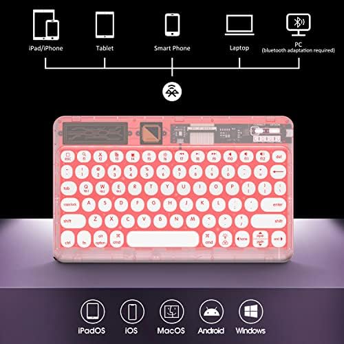 Ultra-Slim Universal Wireless Bluetooth Keyboard for i Pad, i Phone & Tablets – Multi-Device, Backlit Mini Design with 7-Color Options, Rechargeable & Portable for On-the-Go Efficiency