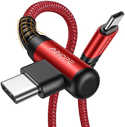 Revolutionize Your Charging with AINOPE 60 W USB C Cable 2-Pack – 10 ft Durable Nylon Braided Right Angle Type C Charger for i Phone 16 Pro Max, Samsung S24, and i Pad Pro – Fast Charging, Enhanced Compatibility, and Long-Lasting Performance