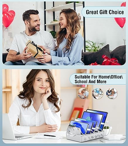 50 W Multi-Device Charging Station – High-Speed Six-Port USB Dock for Phones, Tablets, Kindles & Smartwatches – Fast Universal Charger for Home & Office Convenience – Declutter Your Charging Experience!