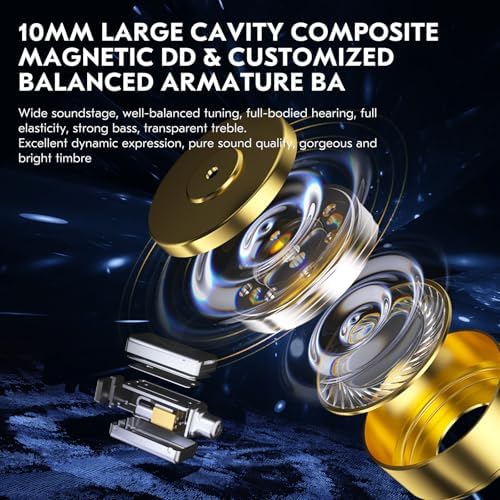 CCZ Nocturne Hybrid Driver IEM Earbuds – Superior Bass-Enhanced Wired Monitors for Immersive Gaming & Studio Excellence with Integrated Mic – Ergonomically Engineered for Musicians & Gamers – Unmatched Audio Precision & Comfort. Experience a revolutionary soundscape with our innovative hybrid driver technology featuring 1 Dynamic and 1 Balanced Armature Driver, delivering an extraordinary audio experience that combines lush bass and crystal-clear highs. Designed for prolonged wear, these earbuds ensure comfort during lengthy sessions, making them ideal for both professional studio work and intense gaming marathons. The built-in microphone facilitates seamless communication, enhancing your gaming and recording capabilities. Compatible with a wide range of devices, the CCZ Nocturne earbuds redefine auditory engagement, ensuring each note resonates with clarity and depth. Crafted from durable materials for longevity, these earbuds promise to elevate your listening experience while enduring the rigors of daily use. Discover the ultimate combination of quality and comfort with CCZ Nocturne, where every beat is a masterpiece.