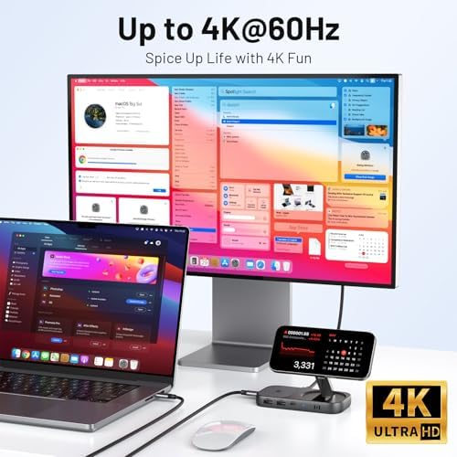 Upgrade Your Mac Book Experience with the Selore USB C Hub: 4 K HDMI Dock, 100 W Rapid Power Delivery, Qi2 Wireless Charging, 10 Gbps High-Speed Data Transfer & i Phone Mirroring – The Essential Space-Saving Organizer for Maximum Productivity