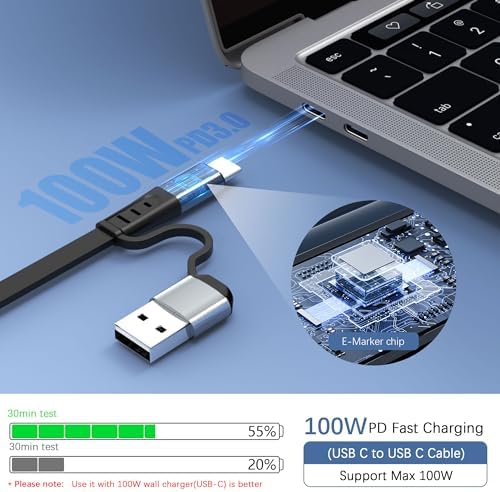 Revolutionary 100 W Retractable Multi-Device Charging Cable: Fast-Powered Type C, Micro USB, & Lightning Connectors for Effortless Charging – Tangle-Free 4 FT Design for i Phone, Galaxy, Android, i Pads & Mac Books – MFi Certified for Optimal Apple Compatibility – Perfect for Travel Enthusiasts & Everyday Use