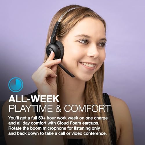 Transform Your Audio Experience with JLab Go Work Wireless On-Ear Headset – 50+ Hours of Playtime, Dual Device Bluetooth Multipoint, and Noise-Canceling Mic for Crystal-Clear Calls – Perfect for Remote Work, Gaming, and Mobile Use with Ultra-Lightweight Comfort