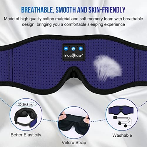 Ultimate Bluetooth Sleep Mask with Built-In Headphones – Perfect for Side Sleepers Seeking Uninterrupted Relaxation – Advanced Wireless Eye Cover for Enhanced Sleep Quality – Soft, Breathable Fabric for All-Night Comfort – Rechargeable Battery for Extended Playback – Ideal Travel Companion for Music Lovers and Restful Sleep