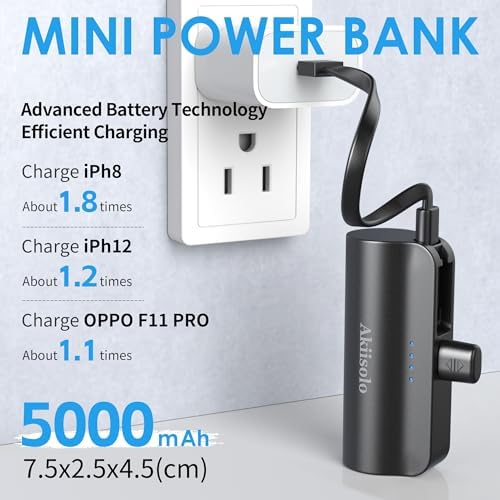 Mini Power Bank for i Phone: 5000 m Ah Fast Charging Portable Charger with Dual Interface for i Phone 15/14/13/12/11/X/8/7/6 – Sleek, Lightweight Battery Pack for On-the-Go Convenience and Enhanced Compatibility