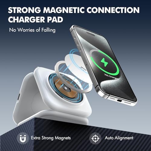 15 W Fast 3-in-1 Wireless Foldable Charger – Magnetic Charging Station for i Phone 16, Apple Watch Series & Air Pods Pro – Portable Travel & Desk Solution with Enhanced Compatibility and Sleek Design