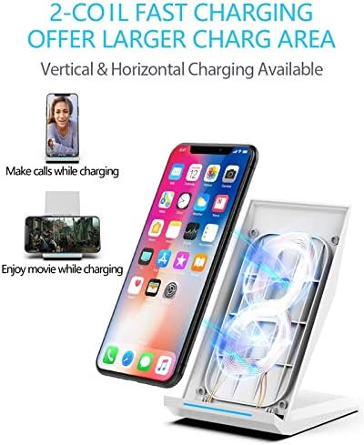 NANAMI Qi-Certified Fast Wireless Charging Stand with QC3.0 Adapter – 7.5 W for i Phone 16 Series & 10 W for Samsung Galaxy S24/S23/S22 – Ultimate Ergonomic Charging Station for Optimal Device Efficiency – Sleek Space-Saving Design for Home and Office Environments – Enhanced Safety Features for Reliable Use