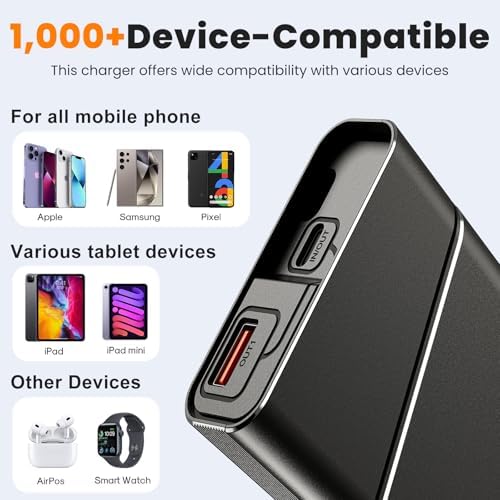 Lightning-Fast 22.5 W Portable Power Bank – 20,000 m Ah Aerospace Metal Charger with Detachable USB-C Cable & TSA Compliance – Ideal Travel Companion for i Phone 16, Samsung S24, and More – Superior Durability & Rapid Charging with 3-Year Guarantee