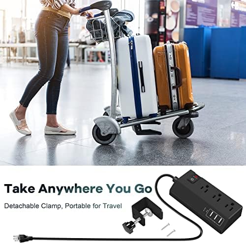 Ultimate 8-Outlet Power Strip Tower with 15 FT Extension Cord | Compact Surge Protector with 4 USB Ports & 20 W USB-C Fast Charging | Space-Saving Desk Organizer for Office & Home | Enhanced Compatibility for All Devices