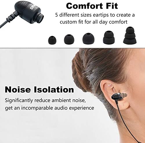 Durable Metal Wired Earbuds with Microphone & Volume Control – Deep Bass Noise-Isolating Earphones for Enhanced Audio Experience with i Phone, Android, Laptop, Gaming Devices – Optimal Comfort & Versatile Use