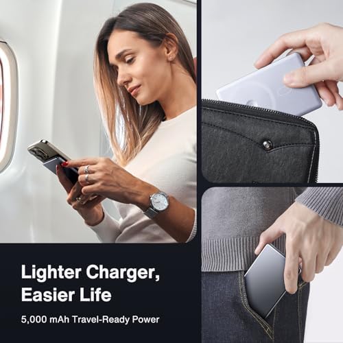 IVANKY Ultra Slim Mag Safe Portable Charger – 5000 m Ah Card-Thin Wireless Power Bank for i Phone 12-16 Pro Max | Fast Charging Qi-Certified Magnetic Battery Pack with Temperature Control for Ultimate Convenience