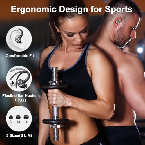 Elevate Your Audio Experience with VKROBAG Bluetooth 5.3 Sports Earbuds | CVC 8.0 Noise Cancellation for Crystal-Clear Sound | IP7 Waterproof Design Ensures Durability in Any Weather | 48-Hour Playback for All-Day Listening | Secure Over-Ear Hooks for Active Lifestyles | Immersive Enhanced Bass for Dynamic Sound Quality | Perfectly Engineered Wireless Earphones for Running, Workouts, and On-the-Go Use