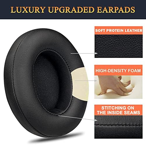 Transform Your Beats Studio Listening with Solo WIT Premium Replacement Ear Pads – Luxurious Soft Protein Leather Cushions Featuring Noise Isolation Memory Foam for Ultimate Comfort and Superior Sound Quality, Vibrant Orange Design for Enhanced Style with Studio 2 & 3 Headphones