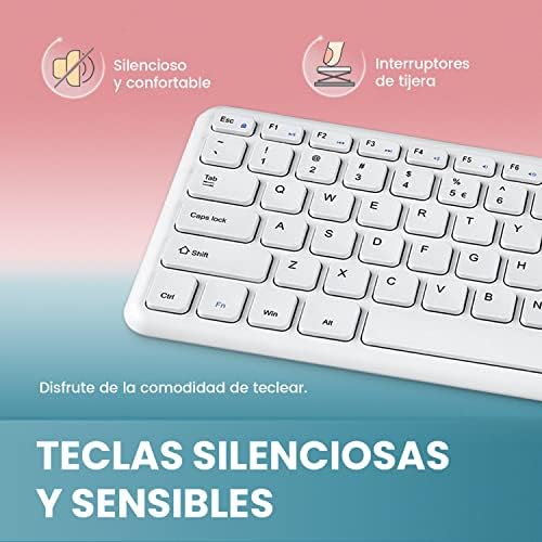 Whisper-Quiet Perixx PERIBOARD-213 W USB Scissor Keyboard – Compact Spanish QWERTY with Numeric Keypad for Enhanced Productivity – Perfect for Home and Office Use