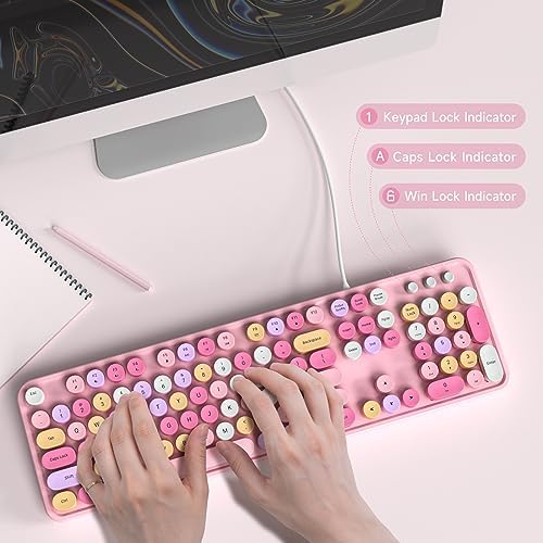 Illuminate Your Workspace with the Large Print Backlit Keyboard – Ergonomic USB Wired Multimedia Keyboard with Rainbow LED Lighting for Enhanced Comfort and Visibility on Windows PCs & Laptops