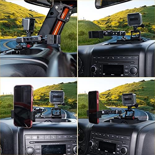 BESTAOO Dash Mount Phone Holder for 2018+ Jeep Wrangler JL & 2020+ Gladiator JT & 2021 Ford Bronco – Innovative Single Ball Design for Picatinny Rail Compatibility, Secure and Adjustable Phone Mount for Enhanced Driving Safety and Convenience