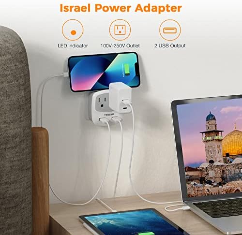 Ultimate TESSAN Type G UK Travel Plug Adapter with Dual USB Fast Charger Ports – Compact US to UK Power Converter for Effortless Global Connectivity in Scotland, London, Ireland, Kenya, Dubai & Qatar