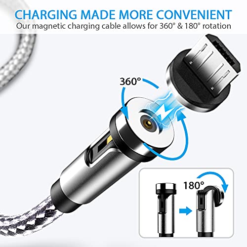 Terasako 5-Pack Magnetic Charging Cables – 540° Rotating Magnetic Connectors with LED Indicator – Versatile 90° Angle Design for Reduced Strain – Durable Nylon-Braided Cords in Black – Perfect for Smartphones, Tablets, and More – Enhanced Charging Speed & Compatibility