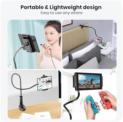 Adjustable 39in Phone & Tablet Holder – 360° Rotating Flexible Arm Mount for Bed & Desk, Universal Clamp Stand for Mobile Phones, Kindle, Galaxy Tabs, Fire Tablets, 4.7″-11″ Devices – Enhanced Compatibility and Speed