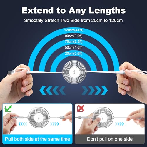 Ultra-Fast 100 W Retractable Multi-Device Charging Cable – 6-in-1 Compact Travel Charger for i Phone 15, i Pad Pro 2024, and More – Versatile USB C, Lightning & Micro USB Ports with 4 FT Flexibility – Sleek Black Design for Tangle-Free Convenience and Enhanced Compatibility