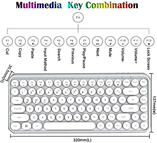 FELICON Retro Mini Wireless Bluetooth Keyboard – Portable 84-Key Typewriter Design for Android, i Pad, Windows & PC – Perfect Companion for Home & Office with Enhanced Compatibility and Rechargeable Battery