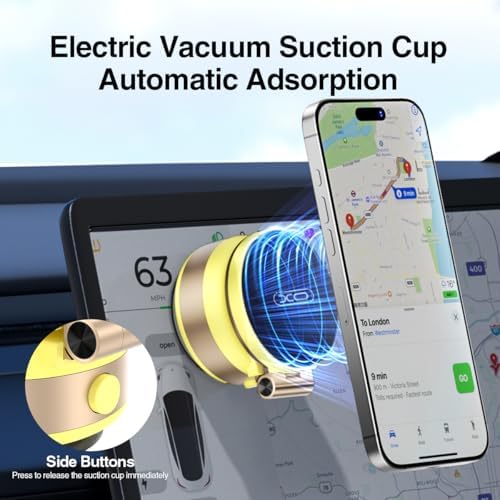 Revolutionary Magnetic Car Phone Holder – Adjustable Vacuum Suction Mount for i Phone 12-16 – Enhanced Stability on Smooth Surfaces – Foldable Design for Optimal Viewing – Hands-Free Navigation & Communication Solution – Durable Lightweight Construction for Everyday Use – Effortless Attachment with Electric Magnetic Technology – Perfect for Mirror, Glass, and Screen Surfaces – Elevate Your Driving Safety with This Essential Accessory