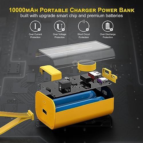 Compact 10000 m Ah Power Bank with Built-In Cables – 22.5 W Fast Charger for i Phone, i Pad, Samsung, and Android Devices – Sleek Transparent Design for Enhanced Battery Monitoring – Ultimate Portable Charging Solution for On-the-Go Lifestyle