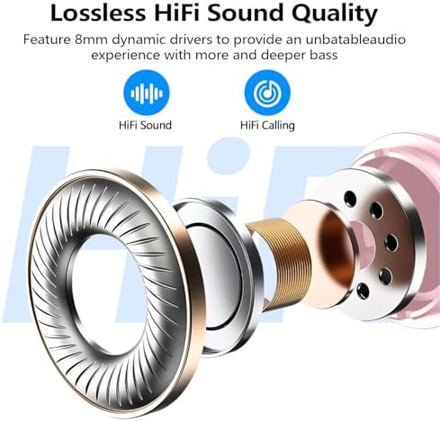 Kurdene Bluetooth 5.3 Wireless Earbuds – Featherweight Sports Earphones Delivering Rich Deep Bass and Crystal-Clear Call Clarity – Chic Light Blue In-Ear Headphones for Ultimate Comfort During Workouts and Daily Activities