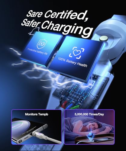 A.S Gen3 240 W USB C Magnetic Charging Cable – Fast Data Transfer & Enhanced Compatibility for i Phone 15, Mac Book, and i Pad | 3.3 ft & 6 ft Lengths | 360°/180° Rotating Magnetic Connector for Effortless Alignment and Durability